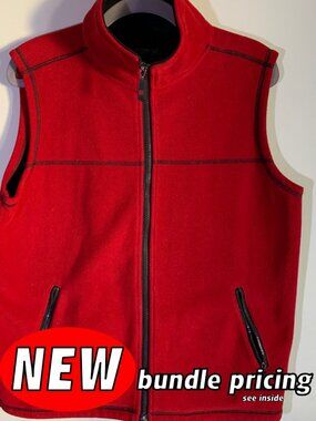 BC Clothing Lined Red Fleece Zip-Up Jacket SMALL